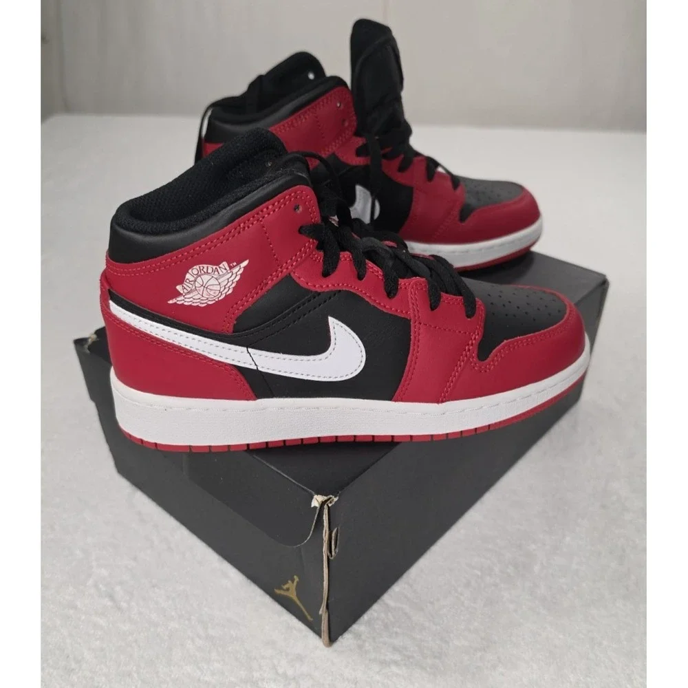 Nike Air Jordan 1 Mid GS – Black/Red/White – Size 5.5Y – Brand New